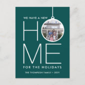 New Home Christmas Ornament 2 Photo Teal Green シーズンポストカード (正面)