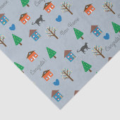 New Home Congrats Pattern with Houses and Trees 薄葉紙 (詳細)