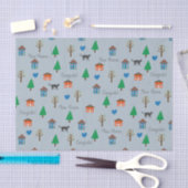 New Home Congrats Pattern with Houses and Trees 薄葉紙 (クラフト)