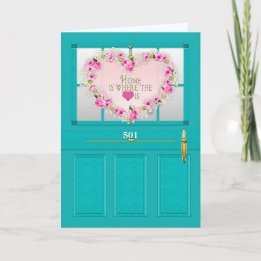 New Home Congratulations Door Wreath Personalize カード (正面)