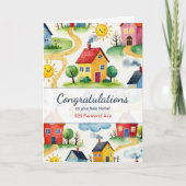 New Home Congratulations Pattern Custom Address カード (正面)