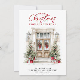 New Home Elegant Watercolor Front Door Photo シーズンカード