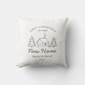 New Home First Christmas Minimal Winter House クッション (正面)