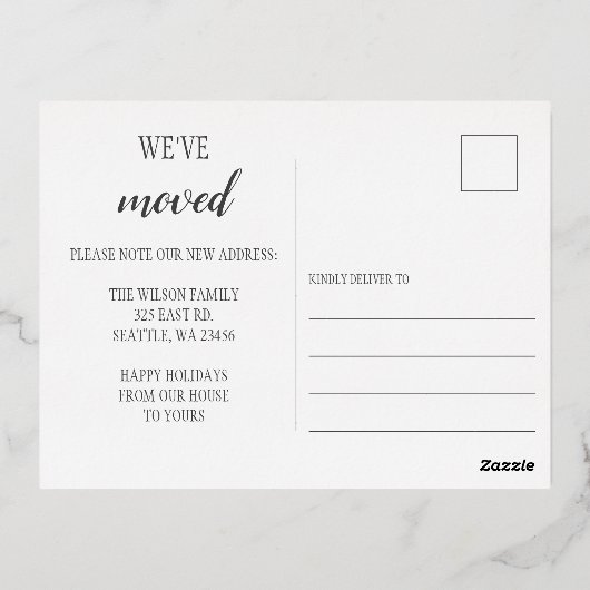 New Home for the Holidays動画 箔シーズンポストカード (裏面)