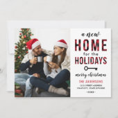 New Home for the Holidays Red Buffalo Plaid Photo シーズンカード (正面)