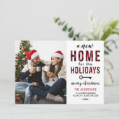 New Home for the Holidays Red Buffalo Plaid Photo シーズンカード (スタンド正面)