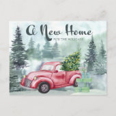 New Home for the Holidays Red Truck Misty Forest シーズンポストカード (正面)