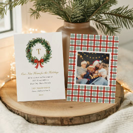 New Home for the Holidays Wreath Monogram シーズンカード
