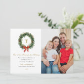 New Home for the Holidays Wreath Monogram Photo シーズンカード (スタンド正面)