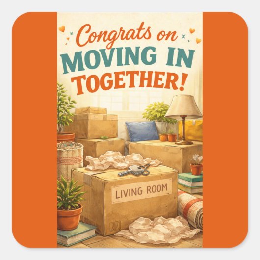 New Home/Moving In Congratulations Stickers スクエアシール (正面)