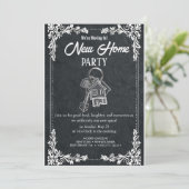 New Home Party Invitation Elegant Chalkboard Hou 招待状 (スタンド正面)