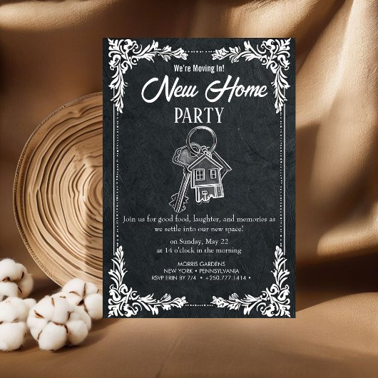 New Home Party Invitation Elegant Chalkboard Hou 招待状