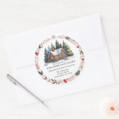 New Home Return Address Christmas Holiday Sticker ラウンドシール (封筒)
