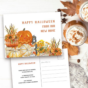 New Home Rustic Pumpkinsのハロウィンをお祝いします シーズンポストカード