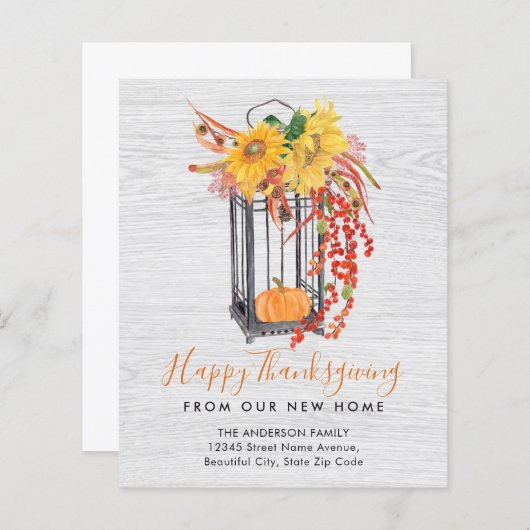 New Home Thanksgiving Pumpkin Moving Announcement (正面/裏面)