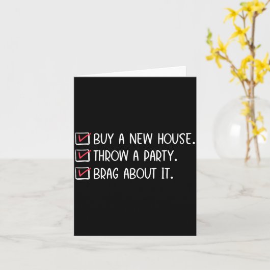 New Homeowner Housewarming Party Funny Home Checkl カード (黄色い花)