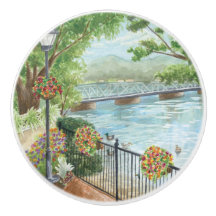 New Hope Lambertville Bridge Romantic Ceramic Knob