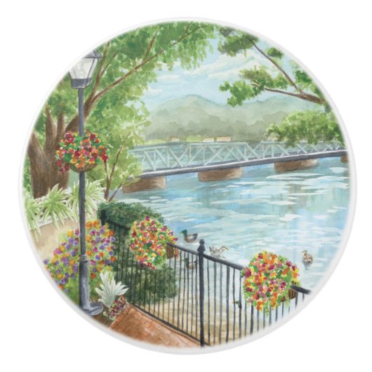 New Hope Lambertville Bridge Romantic Ceramic Knob セラミックノブ (正面)