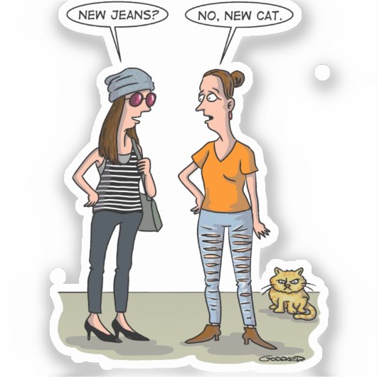 New jeans? No, new cat. Folded Greeting Card シール (正面)