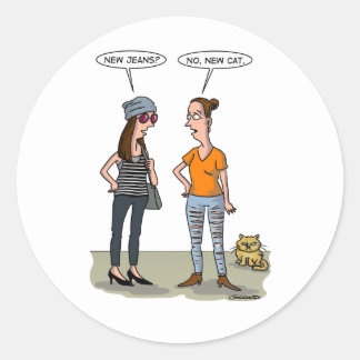 New jeans? No, new cat. Folded Greeting Card ラウンドシール