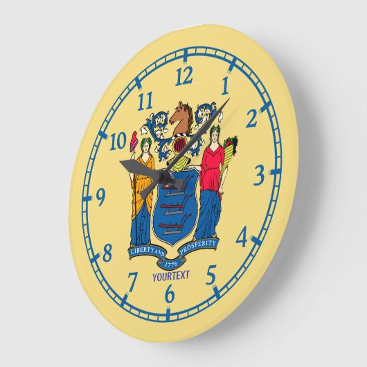 New Jerseyパーソナライズされた州フラグデザイン ラージ壁時計 (傾斜)