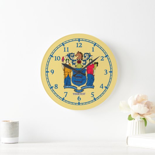 New Jerseyパーソナライズされた州フラグデザイン ラージ壁時計 (ホーム)