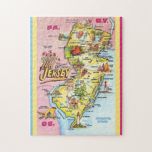 New Jersey 11x14 Colorfully Illustrated Puzzle ジグソーパズル (縦)