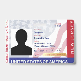 NEW JERSEY -Child ID -USAフラグ背景バッジ バッジ