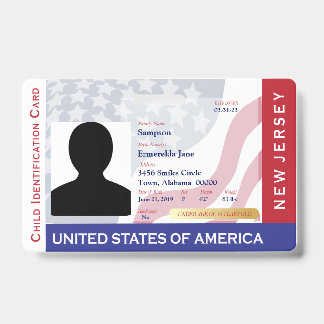 NEW JERSEY -Child ID -USAフラグ背景バッジ バッジ
