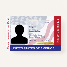 NEW JERSEY -Child ID -USAフラグ背景バッジ バッジ