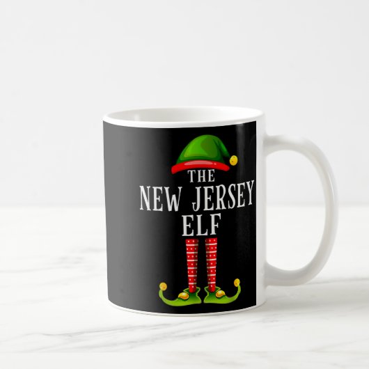 New Jersey Elf Christmas Matching Family Group Pjs コーヒーマグカップ (右)