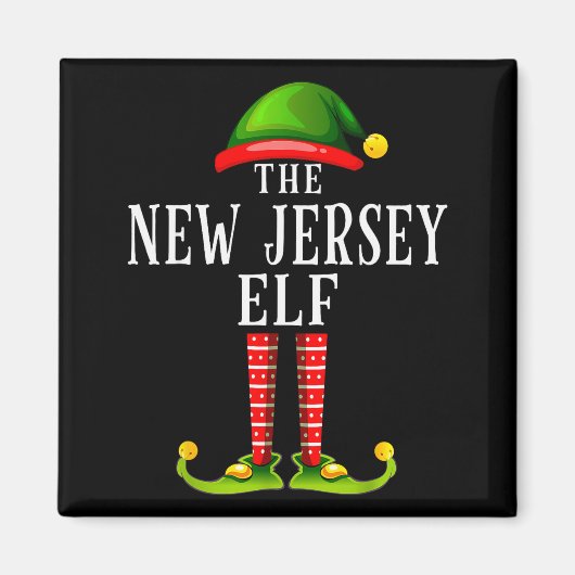 New Jersey Elf Christmas Matching Family Group Pjs マグネット (正面)