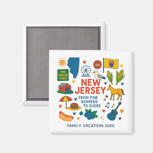 New Jersey Family Trip Keepsake Custom Magnet マグネット (正面/裏面)