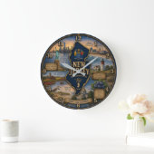 New Jersey Garden State Coastal Lighthouse Rustic ラージ壁時計 (ホーム)
