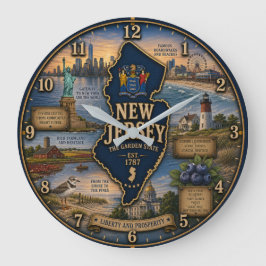 New Jersey Garden State Coastal Lighthouse Rustic ラージ壁時計