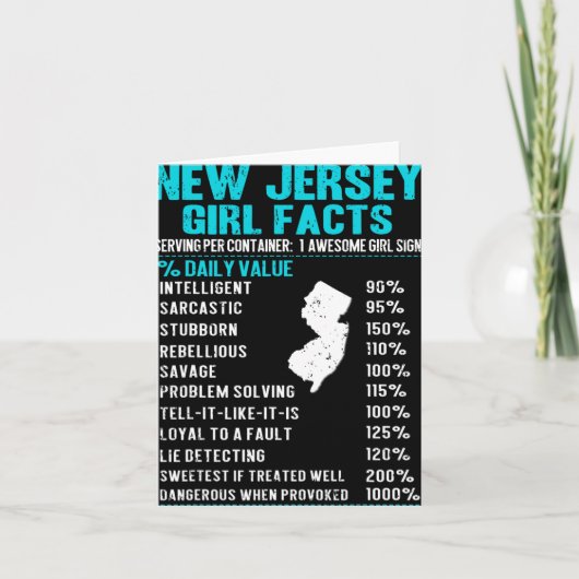 New Jersey Girl Facts Funny Birthday Gift Born In  カード (正面)