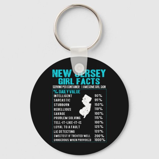 New Jersey Girl Facts Funny Birthday Gift Born In  キーホルダー (正面)
