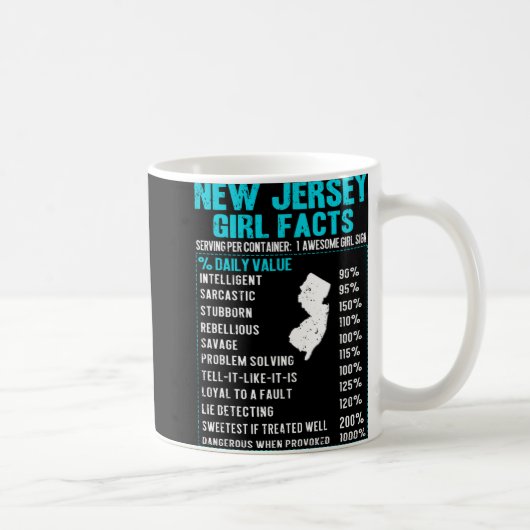 New Jersey Girl Facts Funny Birthday Gift Born In  コーヒーマグカップ (右)
