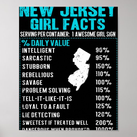New Jersey Girl Facts Funny Birthday Gift Born In  ポスター (正面)