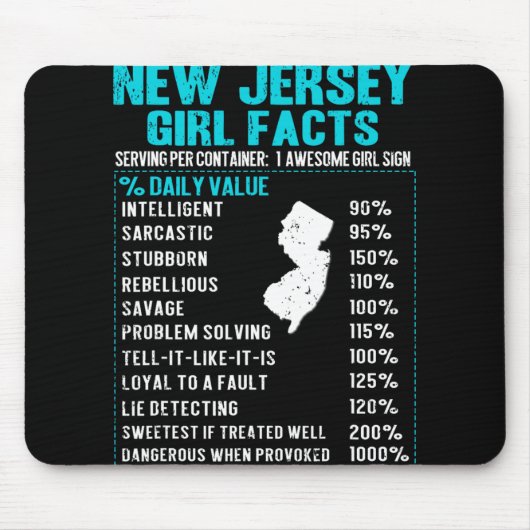 New Jersey Girl Facts Funny Birthday Gift Born In マウスパッド (正面)