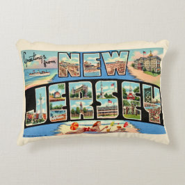 New Jersey Greeting Vintage Throw Pillow アクセントクッション