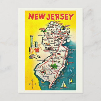 New Jersey Illustrated Vintage Postcard ポストカード