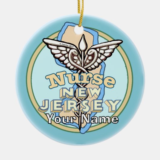 New Jersey Nurse Caduceus  セラミックオーナメント (正面)