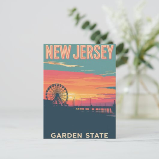 New Jersey Sunset Boardwalk ポストカード (スタンド正面)