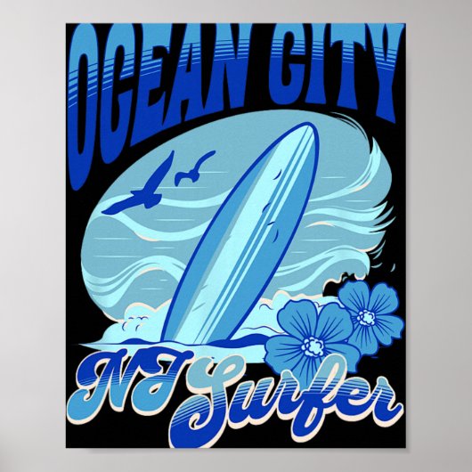 New Jersey Surfer Ocean City Nj Surfing Beach Sand ポスター (正面)