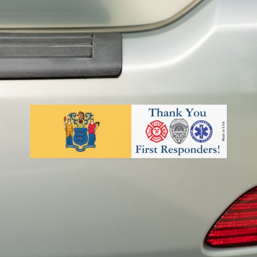 New Jersey Thank You First Responders バンパーステッカー (車上)