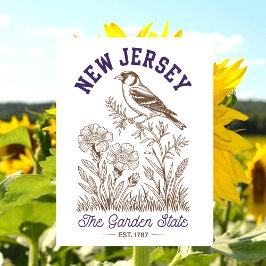 New Jersey The Garden State Est. 1787 Bird ポストカード