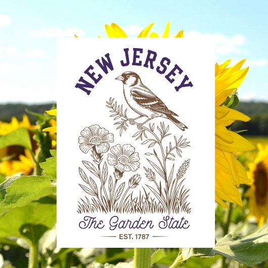 New Jersey The Garden State Est. 1787 Bird ポストカード