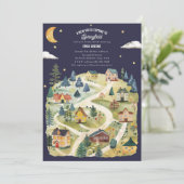 New Kid Hometown Watercolor Night Baby Shower 招待状 (スタンド正面)