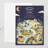 New Kid Hometown Watercolor Night Baby Shower 招待状 (正面/裏面)